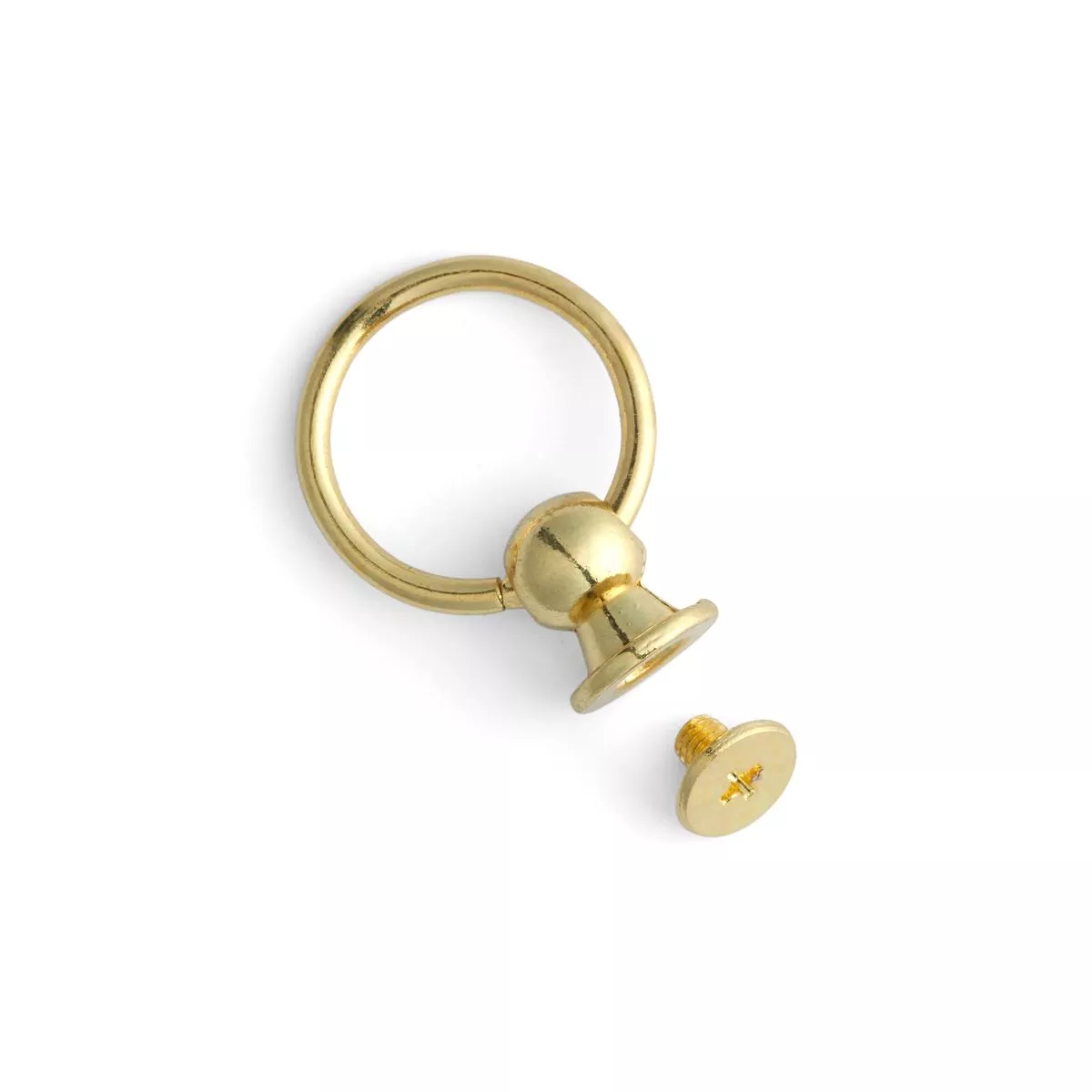 Decorative Button Stud with Loop - Brass Plate