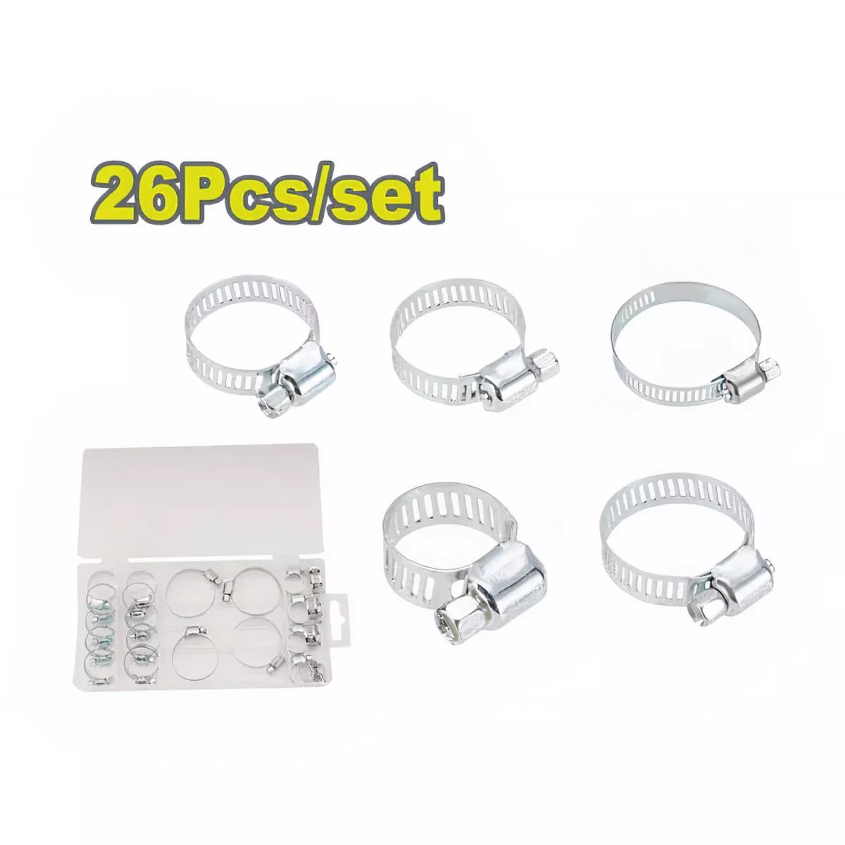 Delo DTHUAB01 26-Piece Multi-Size Hose Clamp Set