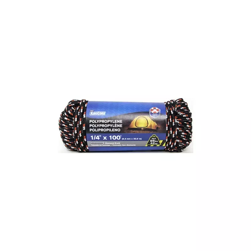 DIAMOND BRAID PROPY 1/4X100FT BK/RD/WT