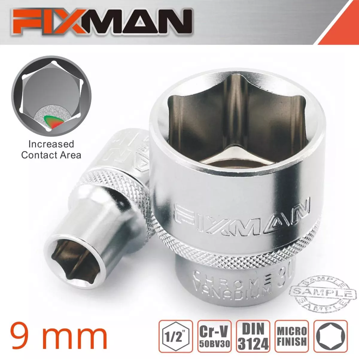 FIXMAN FIXMAN 1/2' DRIVE HEX SOCKET 9MM X 21.8MM FIX H0302M