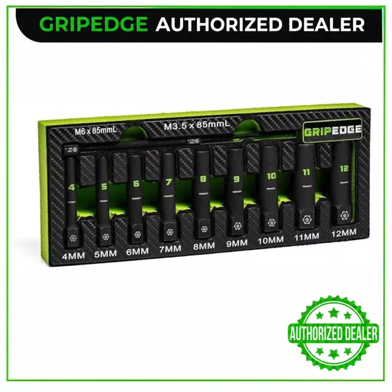 GRIPEDGE XAS9DS RPT Socket Extractor Set - 9-Pc 1/4 Drive SAE Deep