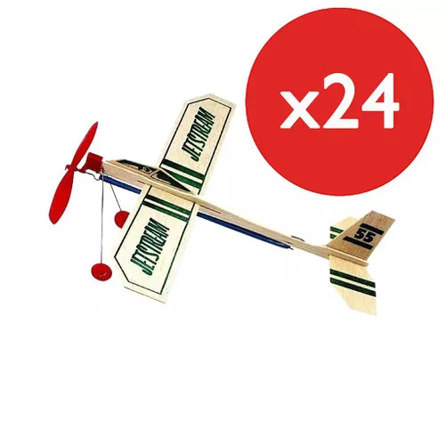 Guillow Jetstream Balsa Rubber Band Airplane, 24-Pack