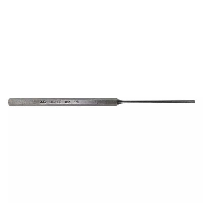 Mayhew Tools 71500 SAE Pin Punch, 1/8 x 3 Pin, 8 OAL x 5/16 Body, Shot Blast Finish