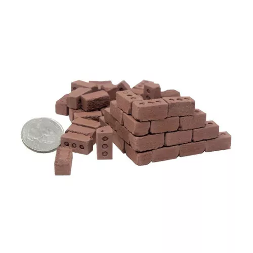Mini Materials 1:12 Scale Mini Red Bricks, 50-Pack
