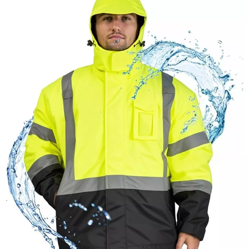 [New Version] Reflective Waterproof Safety Jackets for Men Yellow