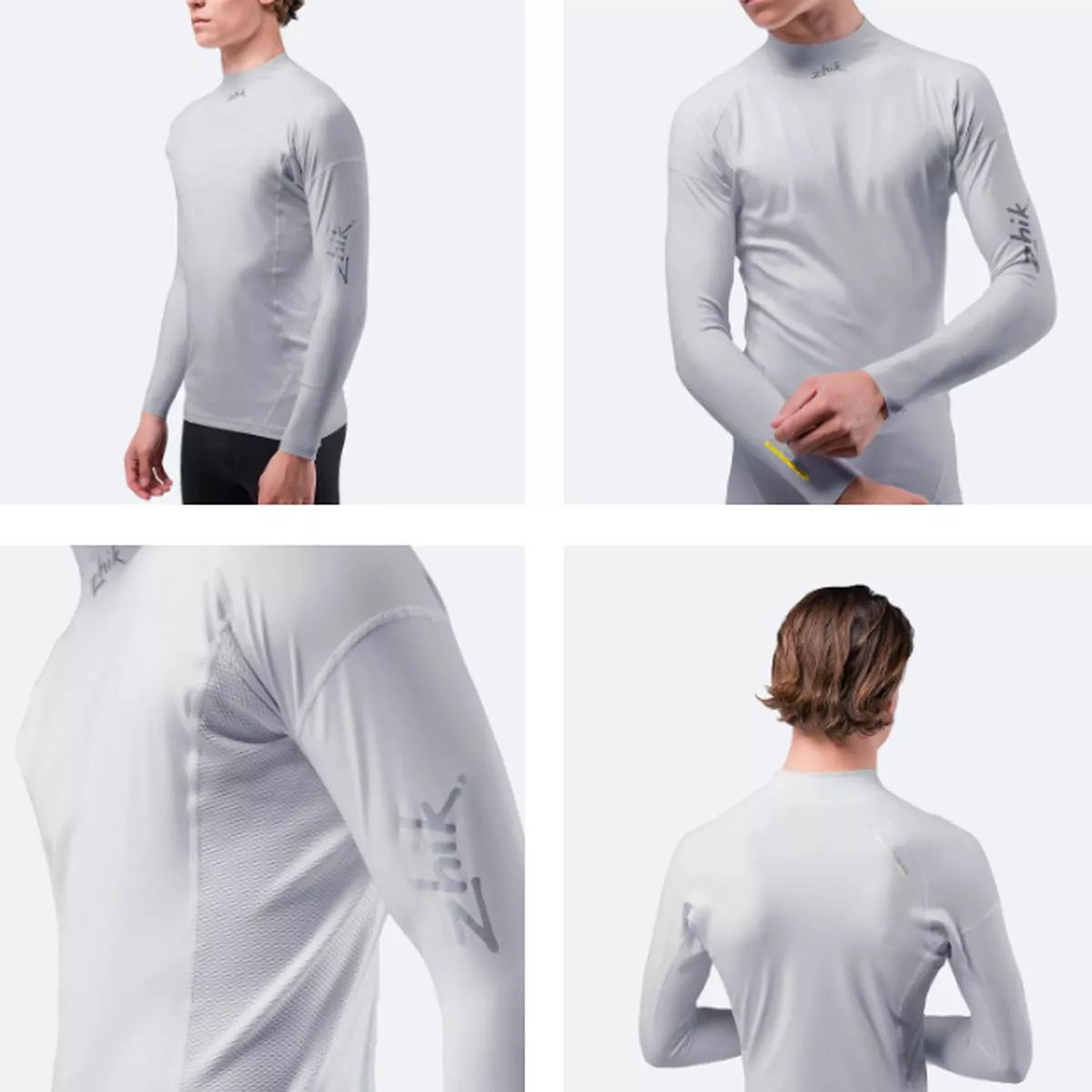 ZHIK Mens Eco Spandex UPF50 Long Sleeve Rash Guard 8211 PLATINUM XS